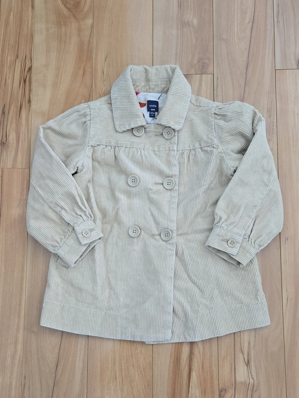 Baby Gap Beige Corduroy Double-Breasted Peacoat Jacket Size 5T